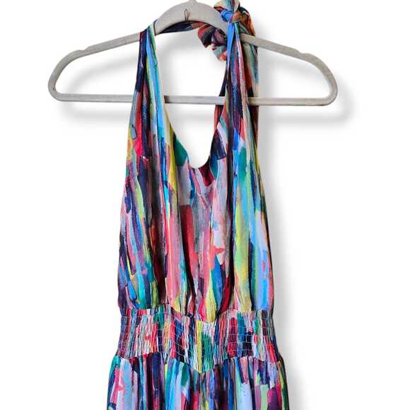 Jack Watercolor Multicolor Jumpsuit Size M Backless Flowy Colorful Wide Leg Boho - Picture 2 of 10